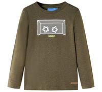 vidaXL Kids' T-Shirt with Long Sleeves Khaki Melange 116