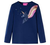 vidaXL Kids' T-Shirt with Long Sleeves Kids' Tops T Shirt Unicorn Design Navy 104