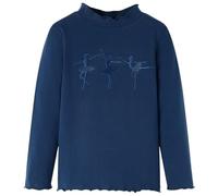 vidaXL Kids' T-Shirt with Long Sleeves Tee Tops Ballerina Girls Design Navy Blue 116