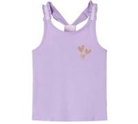 vidaXL Kids' Tank Top - Sleeveless Camisole Undershirt Vest with Glitter Heart Print - Soft Cotton Blend Material in Lila - Size 128 for 7-8 Years