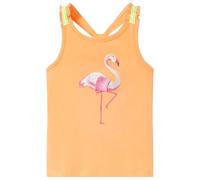 vidaXL Kids' Bright Orange Tank Top 116 - Sleeveless Camisole with Glitter Flamingo, Elastic Straps for Children 5-6 yrs, Soft Cotton Mix
