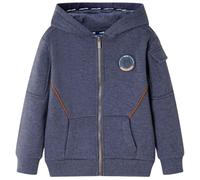 vidaXL Kids' Zip-Up Hooded Sweatshirt in Dark Blue Melange - Comfortable and Durable Everyday Cotton Hoodie for Children