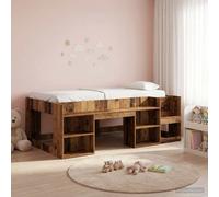vidaXL Kids'Bed Frame with Storage Old Wood 90 x 190 cm