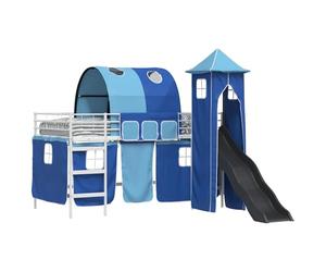 vidaXL Kids'Bunk Bed Frame Plain White and Blue 80 x 200 cm Metal