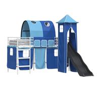 vidaXL Kids'Bunk Bed Frame Plain White and Blue 90 x 190 cm Metal