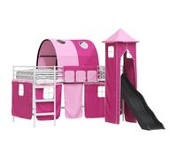 vidaXL Kids'Bunk Bed Frame Plain White and Pink 107 x 203 cm Metal
