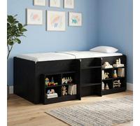 vidaXL Kids'High Bed Frame 2 pcs Black Oak 193 x 96.1 x 68.5 cm