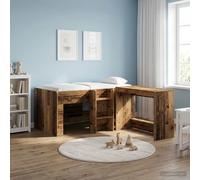 vidaXL Kids'High Bed Frame 2 pcs Old Wood 163 x 101.1 x 68.5 cm