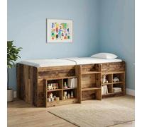 vidaXL Kids'High Bed Frame 2 pcs Old wood 90 x 200 cm Engineered Wood