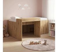 vidaXL Kids'High Bed Frame with Desk Artisan Oak Engineered Wood