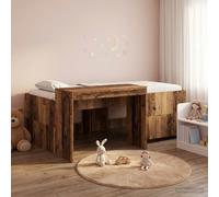 vidaXL Kids'High Bed Frame with Desk Old Wood Engineered Wood
