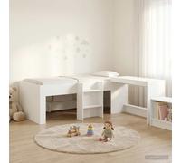 vidaXL Kids'High Bed Frame with Desk White 90 x 190 cm