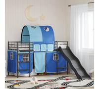 vidaXL Kids'Loft Bed Frame Black and Blue 90 x 190 cm Metal