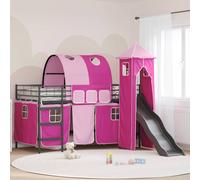 vidaXL Kids'Loft Bed Frame Black and Pink 80 x 200 cm Metal