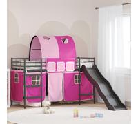 vidaXL Kids'Loft Bed Frame Black and Pink 90 x 190 cm Metal