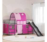 vidaXL Kids'Loft Bed Frame Black and Pink 90 x 200 cm Metal
