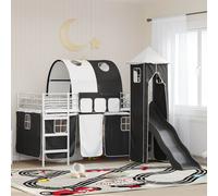 vidaXL Kids'Loft Bed Frame White and Black 100 x 200 cm Metal