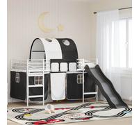 vidaXL Kids'Loft Bed Frame White and Black 80 x 200 cm Metal