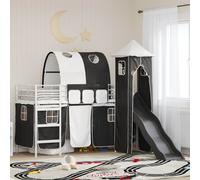 vidaXL Kids'Loft Bed Frame White and Black 90 x 190 cm Metal