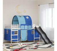 vidaXL Kids'Loft Bed Frame White and Blue 80 x 200 cm Metal