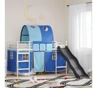 vidaXL Kids'Loft Bed Frame White and Blue 90 x 190 cm Metal