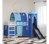 vidaXL Kids'Loft Bed Frame White and Blue 90 x 190 cm Metal