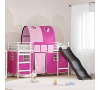 vidaXL Kids'Loft Bed Frame White and Pink 90 x 190 cm Metal
