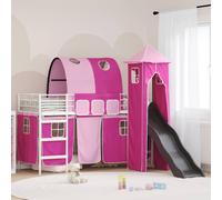 vidaXL Kids'Loft Bed Frame White and Pink 90 x 190 cm Metal