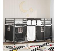 vidaXL Kids'Loft Bed Frame with Curtains Black 100 x 200 cm