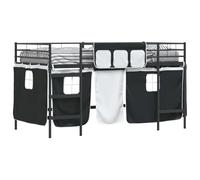 vidaXL Kids'Loft Bed Frame with Curtains Black 90 x 201 cm, Childrens Room, Modern Spaces, Creative Designs, Sustainable Materials for an Engaging and Inspiring Environment