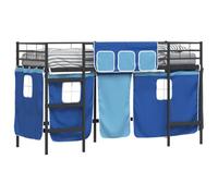 vidaXL Kids'Loft Bed Frame with Curtains Black and Blue 90 x 190 cm, Childrens Room, Modern Spaces, Creative Designs, Sustainable Materials for an Engaging and Inspiring Environment