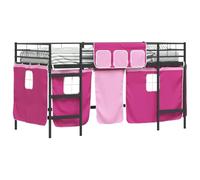 vidaXL Kids'Loft Bed Frame with Curtains Black and Pink 80 x 201 cm, Childrens Room, Modern Spaces, Creative Designs, Sustainable Materials for an Engaging and Inspiring Environment