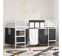 vidaXL Kids'Loft Bed Frame with Curtains White and Black