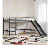 vidaXL Kids'Loft Bed Frame with Slide Black and Anthracite