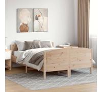 vidaXL King Size Wooden Bed Frame 150x200 cm with Headboard - Solid Pine Construction, Brown Bedroom Furniture, Easy Assembly, 3216170