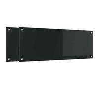 vidaXL Kitchen Backsplash 2 pcs Black 110 x 40 cm Tempered Glass, Modern Kitchen Backsplash, Rectangular Glass, Durable Heat-Resistant Wall Cover, Functional Cooking Area Protector, Stylish Decor