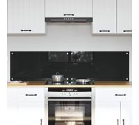 vidaXL Kitchen Backsplash Black 80 x 40 cm Tempered Glass, Modern Kitchen Backsplash, Rectangular Glass, Durable Heat-Resistant Wall Cover, Functional Cooking Area Protector, Stylish Decor