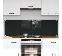 vidaXL Kitchen Backsplash Black 80 x 50 cm Tempered Glass, Modern Kitchen Backsplash, Rectangular Glass, Durable Heat-Resistant Wall Cover, Functional Cooking Area Protector, Stylish Decor