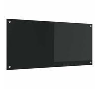 vidaXL Kitchen Backsplash Black 110 x 50 cm Tempered Glass, Modern Kitchen Backsplash, Durable Heat-Resistant Glass Shield, Sl ooking Space Upgrade, Minimalist Protective Panel