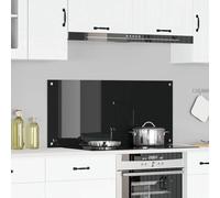 vidaXL Kitchen Backsplash Black 110 x 50 x 0.6 cm Tempered Glass, Modern Kitchen Backsplash, Durable Tempered Glass, Rectangular Splash Guard, Functional Wall Protector for Home Cooking