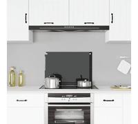 vidaXL Kitchen Backsplash Heat-resistant Scratch-resistant Kitchen Decor Wall Panel System Tile Splash Guard Black 70x50cm Tempered Glass
