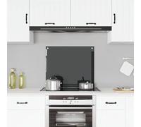 vidaXL Kitchen Backsplash Heat-resistant Scratch-resistant Kitchen Decor Wall Panel System Tile Splash Guard Black 70x60cm Tempered Glass