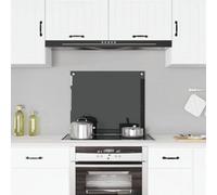 vidaXL Kitchen Backsplash Heat-resistant Scratch-resistant Kitchen Decor Wall Panel System Tile Splash Guard Black 70x60cm Tempered Glass