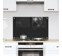 vidaXL Kitchen Backsplash Black 80 x 50 cm Tempered Glass, Modern, Durable Kitchen Surface Design: Heat-Resistant Glass Backsplash for Stylish Upgrades and Contemporary Decor
