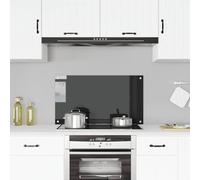 vidaXL Kitchen Backsplash Black 90 x 50 cm Tempered Glass