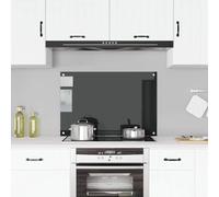 vidaXL Kitchen Backsplash Heat-Resistant Scratch-Resistant Kitchen Decor Wall Panel System Tile Splash Guard Black 90x60cm Tempered Glass