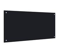 vidaXL Kitchen Backsplash - Black Tempered Glass Wall Guard - Heat and Scratch-Resistant - 100x50 cm - Mounting Materials Included