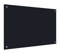 vidaXL Kitchen Backsplash Heat-Resistant Scratch-Resistant Kitchen Decor Wall Panel System Tile Splash Guard Black 90x60cm Tempered Glass