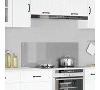 vidaxl - Kitchen backsplash - Light Grey Tempered Glass - 110 x 40 cm - Easy Clean - Heat Resistant - Durable Wall Panel - Contemporary Design - Indoor use