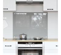 vidaXL Kitchen Backsplash - Light Grey Tempered Glass, Heat Resistant, 80 x 60 cm